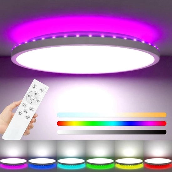 Lampada LED plafonaria 24W 3200 lumen con cambiamento di colore RGB IP54 impermeabile per bagno lampada 3000K-6000K - rotonda piatta - per camera da bambini camera da letto