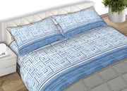 Completo Lenzuola Letto 100% Cotone Made Italy Disegno Lab CN - Matrimoniale - Azzurro