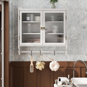 Armadietto da Bagno con Ante in Vetro e Portasciugamani ¨C MINIMAL ¨C Bianco, 3 Ripiani, 60 cm