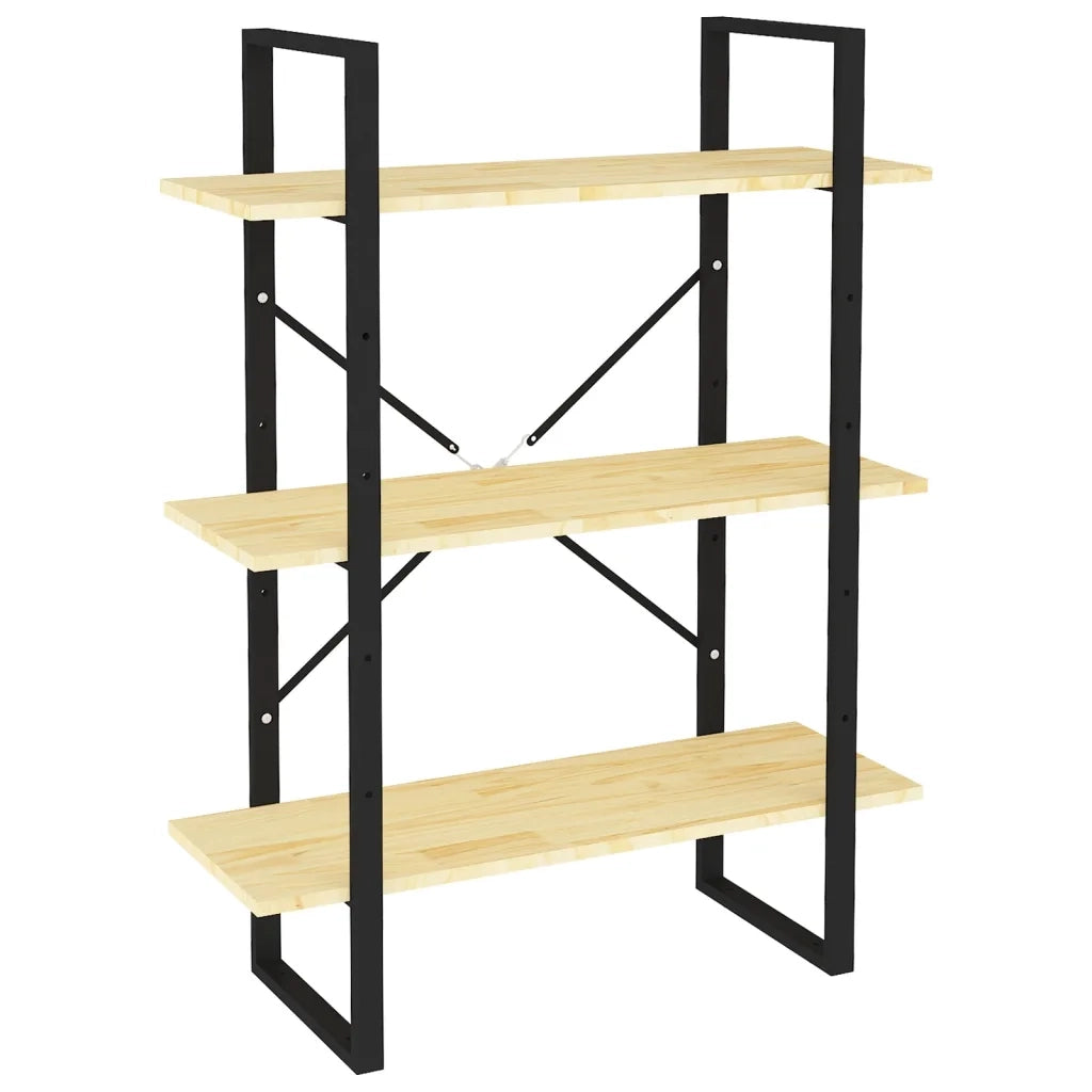 Libreria a 3 Ripiani-Scaffale per Libri-Mobile di Stoccaggio 80x30x105 cm in Legno Massello di Pino