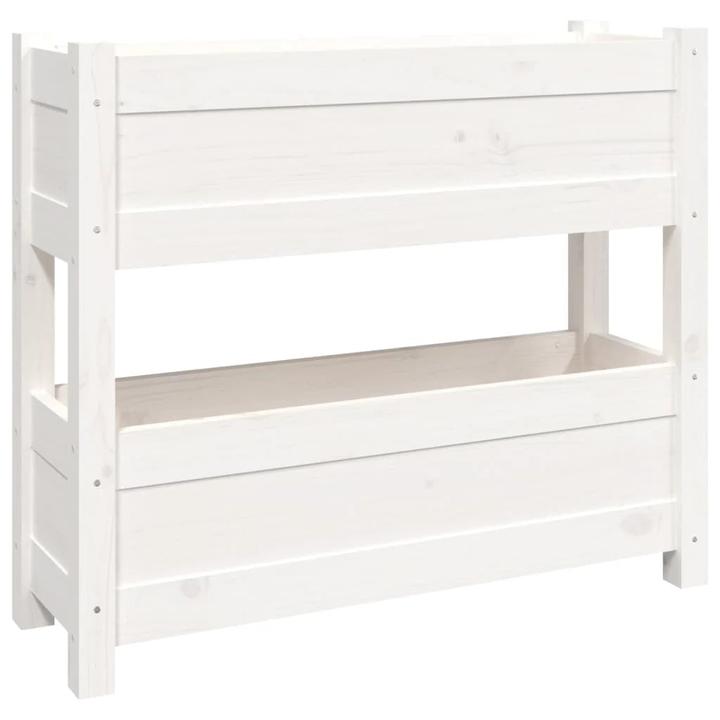 Fioriera rialzata per piante e fiori terrazza giardino 77 x 25 x 66 cm legno massello di pino bianco 02_0037850