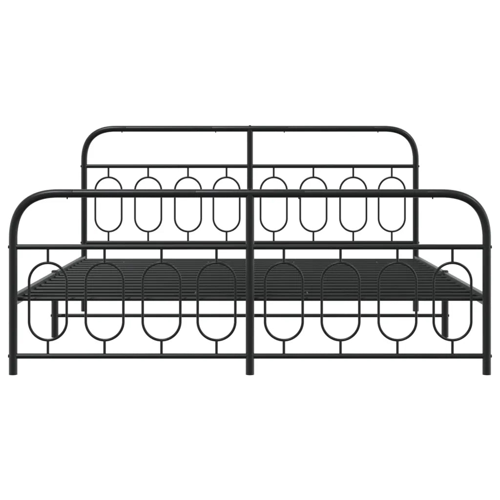 Giroletto con Testiera e Pediera Metallo Nero 183x213 cm