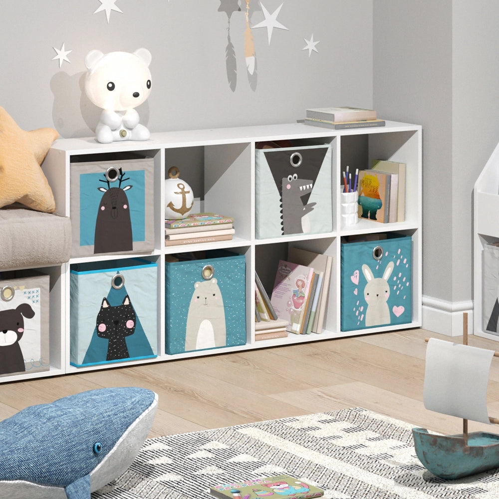 Vicco Libreria bambini Bianco 143 x 72 cm con 8 scatole pieghevoli