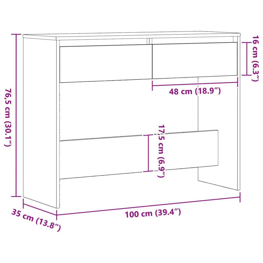 Tavolo Consolle in Rovere Nero - 100x35x76.5 cm - Legno ingegnerizzato