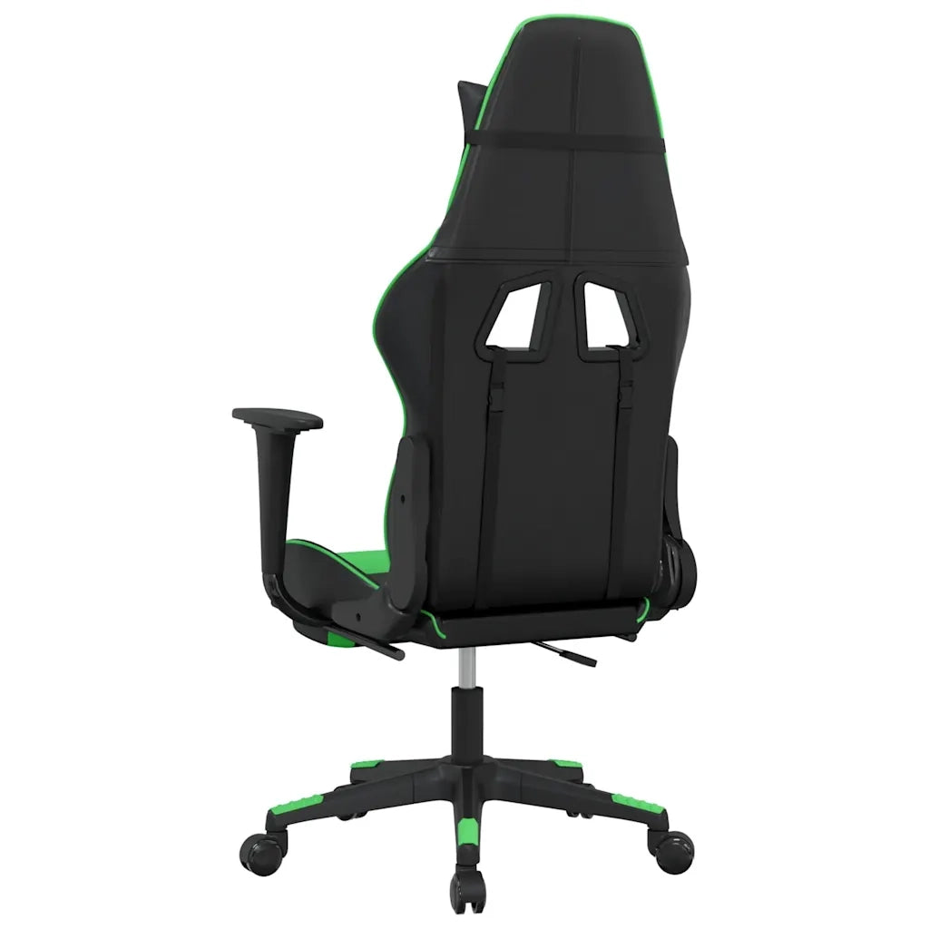 Sedia da Gaming | Sedia da e-sports Massaggio Poggiapiedi Nero e Verde Similpelle