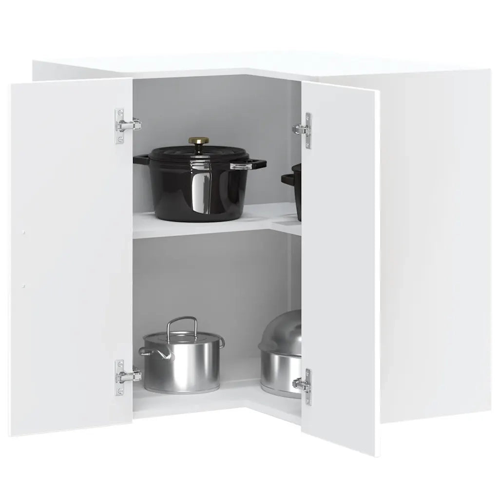 Pensile da Cucina ad Angolo-Mobile Cucina da Parete Kalmar Bianco in Legno Multistrato