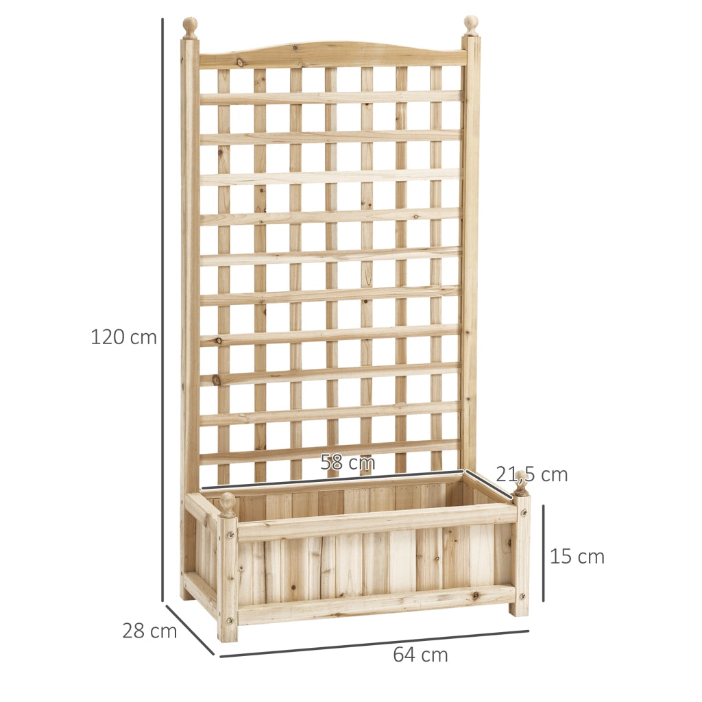 Hochbeet Pflanzkasten con Griglia per Rampicanti ¨C zephmum ¨C Legno Naturale 64x28x120 cm