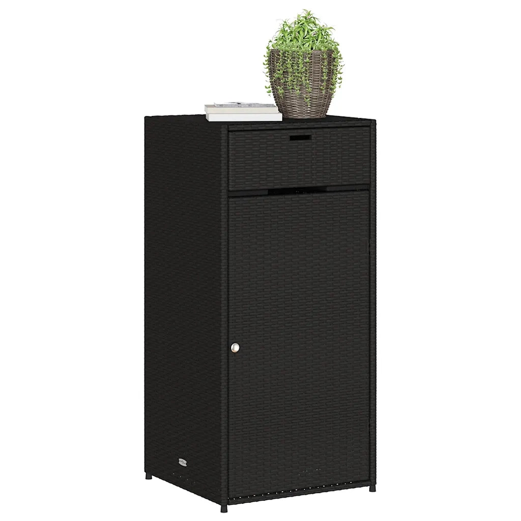 Armadietto Portaoggetti da Giardino Nero 55x55x111cm Polyrattan 365559