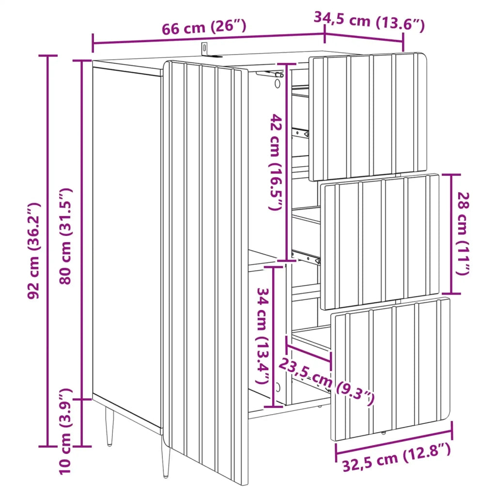 Credenza Nero 66 x 34,5 x 91,5 cm Legno ingegnerizzato 894396