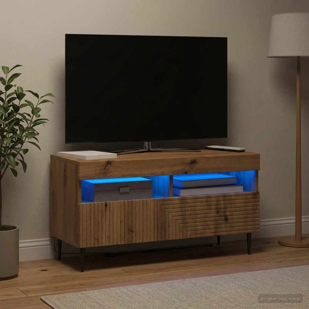 Mobile TV LED Rovere Artigianale Legno ingegnerizzato 897004