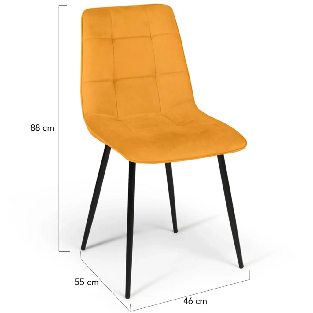 IDMarket - Lote de 4 sillas MILA en mezcla de terciopelo color azul x2, amarillo ocre, rosa