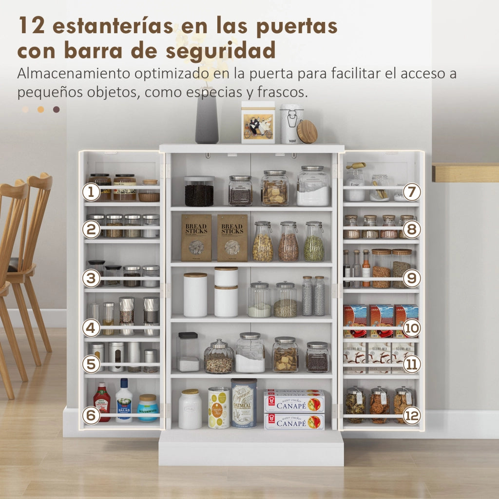 Armadio Cucina con 2 Ante e 16 Ripiani Ajustables ¨C Zephmum ¨C 60x30x104 cm Bianco