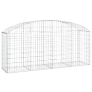 Cesto gabbione recinzione a gabbia muro di contenimento ad arco 200 x 50 x 80/100 cm ferro zincato argento 02_0040047