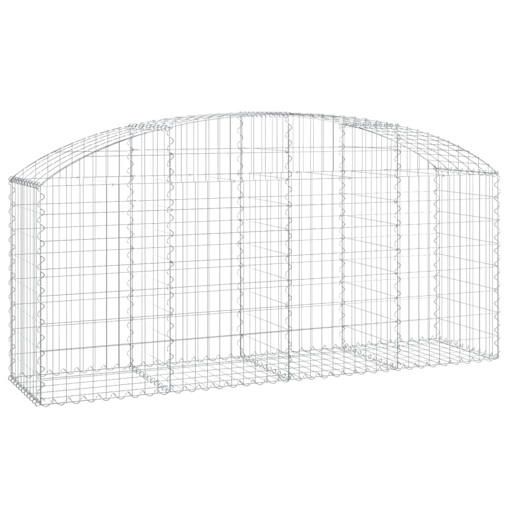 Cesto gabbione recinzione a gabbia muro di contenimento ad arco 200 x 50 x 80/100 cm ferro zincato argento 02_0040047
