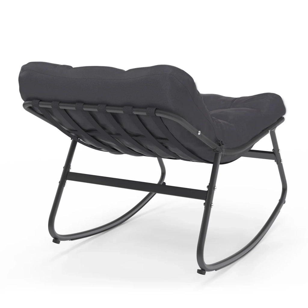 IDMarket - Set di 2 sedie a dondolo da giardino ARONA in grigio antracite con cuscini grigi