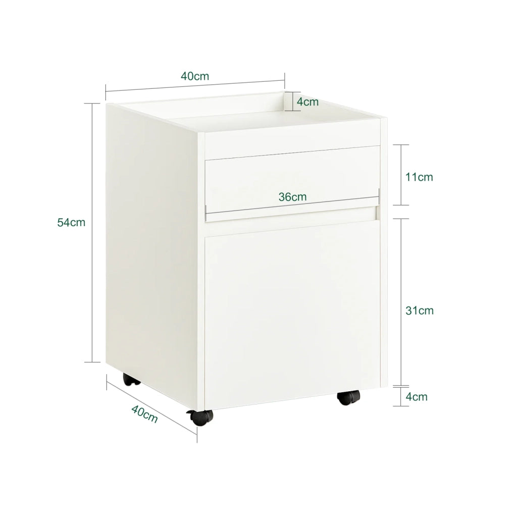 Carrello da ufficio Armadi archivio traslabili Tavolino stampante Comodino con ruote bianco 40x40x54cm FBT121-W