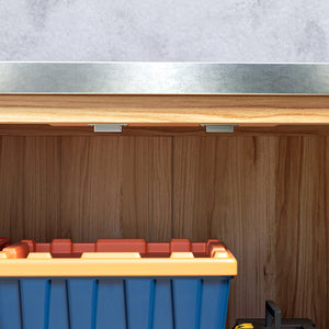 Armadio da Esterno 79x43x92 cm con Banco da Lavoro in Legno e Acciaio Zincato