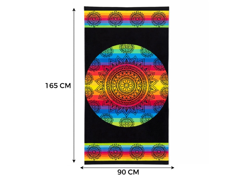 Telo Mare Jacquard Spugna Asciugamano Spiaggia Disegno Multi Mandala KR