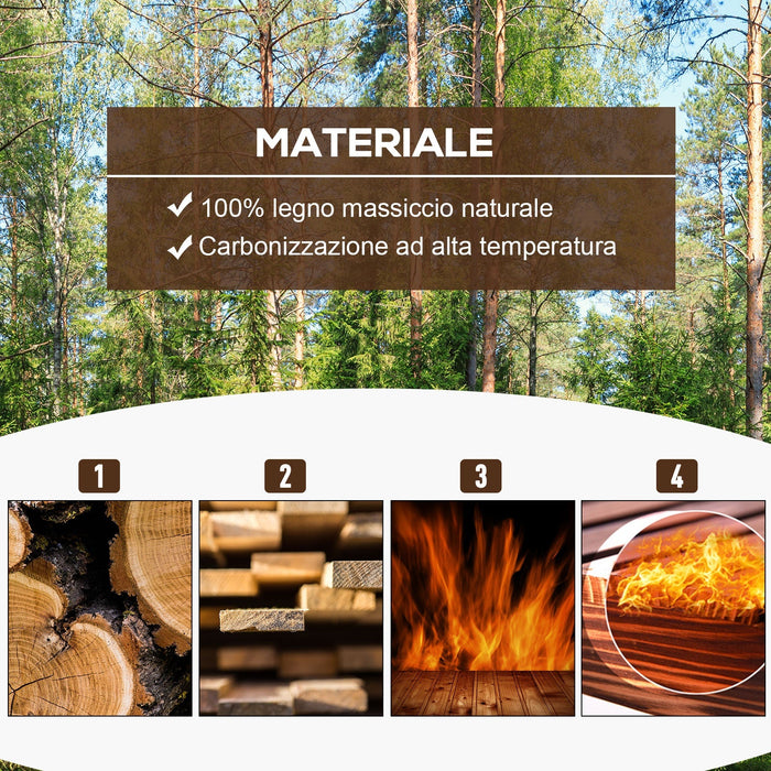 Set 3 Vasi da Giardino per Piante e Fiori in Legno Carbonizzato