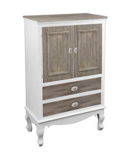 MOBILE CON ANTE E 2 CASSETTI BICOLOR 70X35X120 CM BIANCO E MARRONE