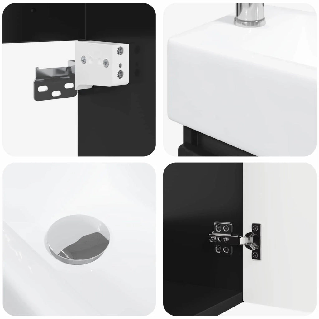 Mobile bagno con rubinetto Nero 45,5 x 22,5 x 84 cm
