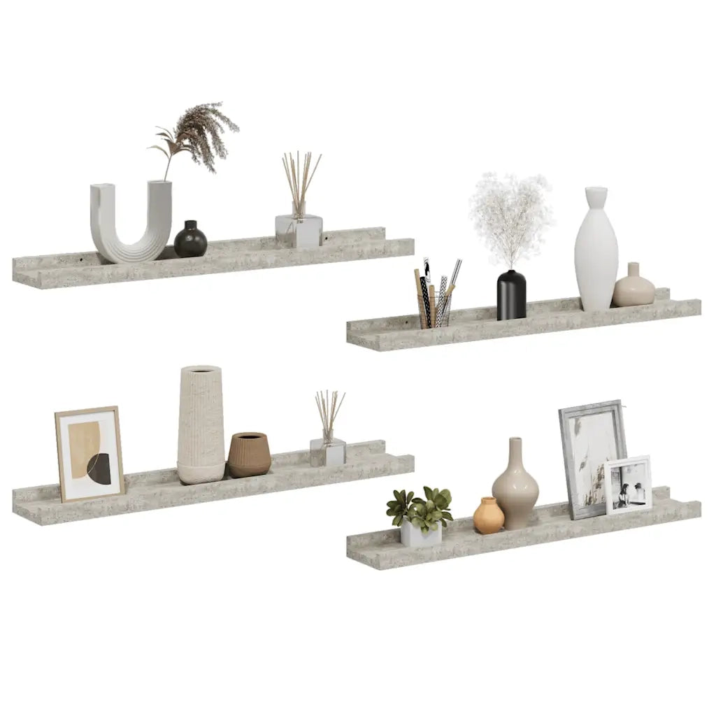 Mensole da Parete 4 pz Grigio Cemento 60x9x3 cm cod mxl 33276