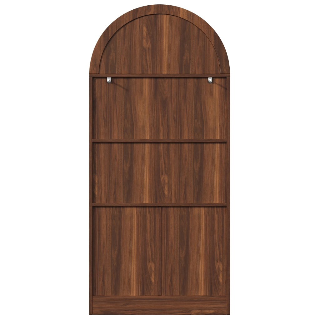 Vetrina, libreria, arco in vetro, 2 cassetti, ripiani regolabili, color noce
