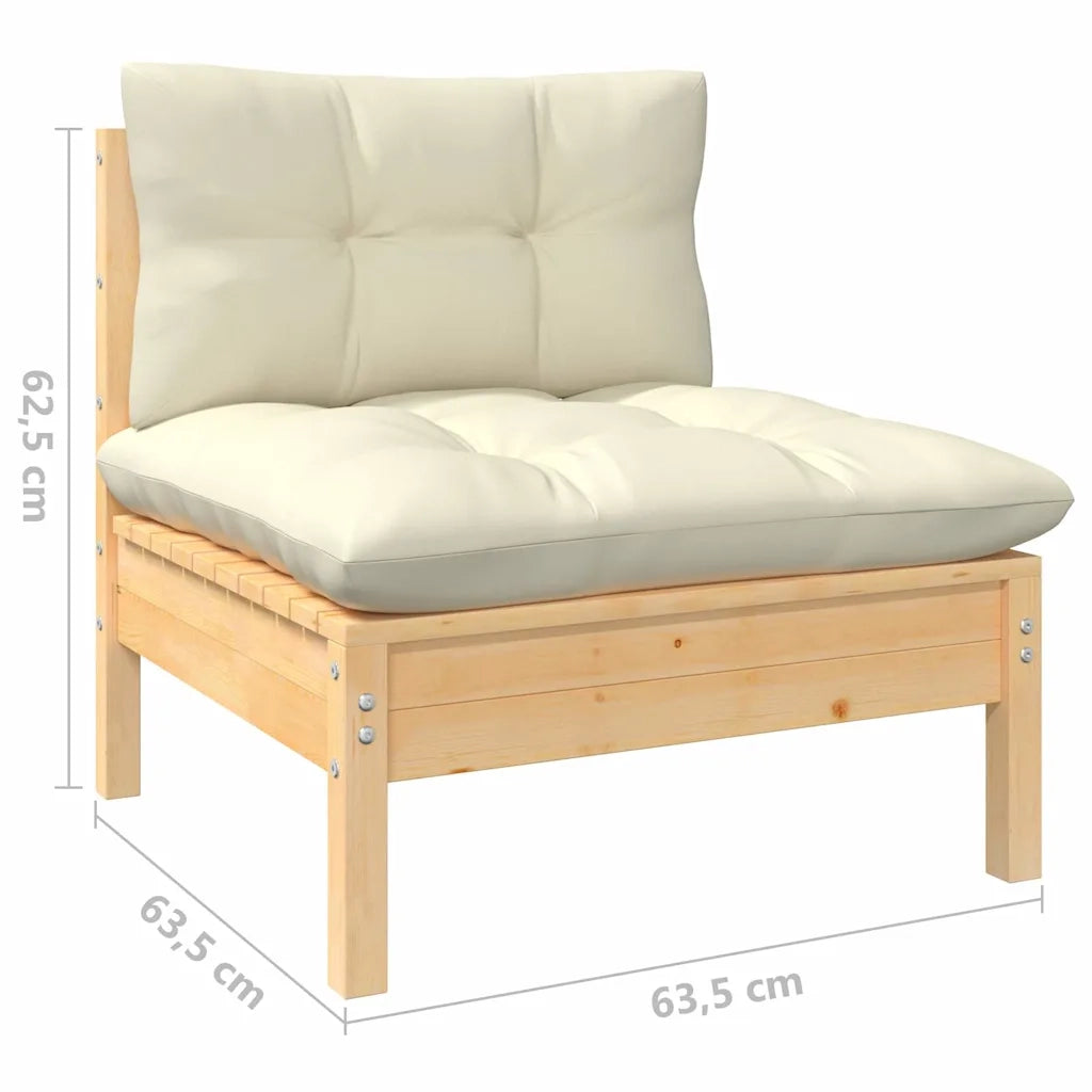 Set Divani da Giardino 8 pz con Cuscini Crema in Massello di Pino cod mxl 41300