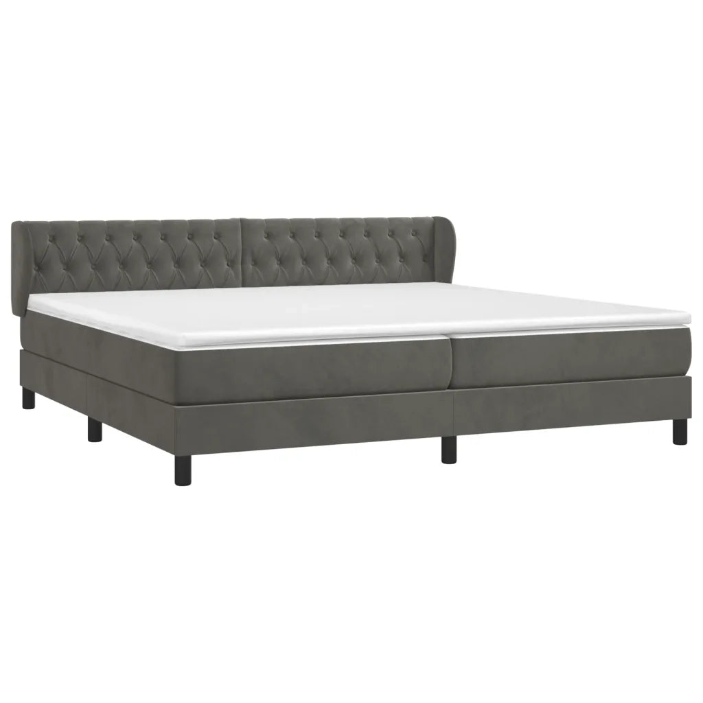 Giroletto a Molle con Materasso Grigio Scuro 200x200 cm Velluto 3127692