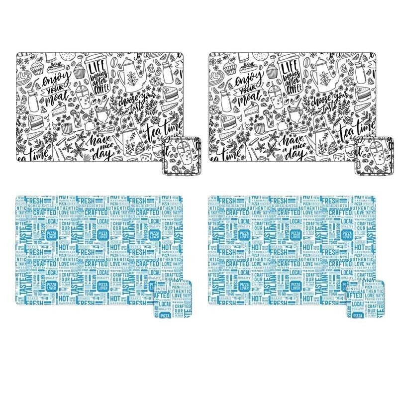 MAURY'S SET 4 TOVAGLIETTE CON SOTTOBICCHIERE COORDINATO ASSORTITO