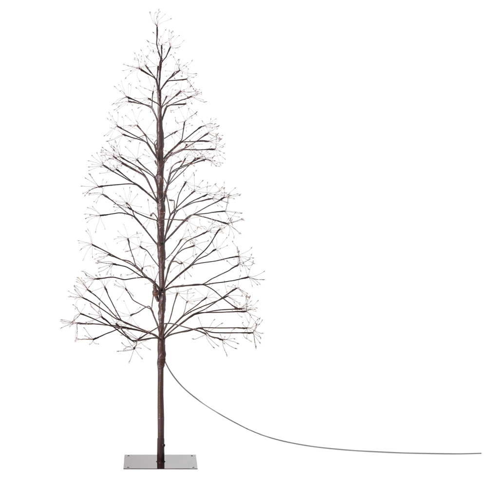 Albero di Natale Artificiale Marrone PE 150 cm Luci LED 9 tipi Christmas Vibe Moderno Outdoor & Indoor