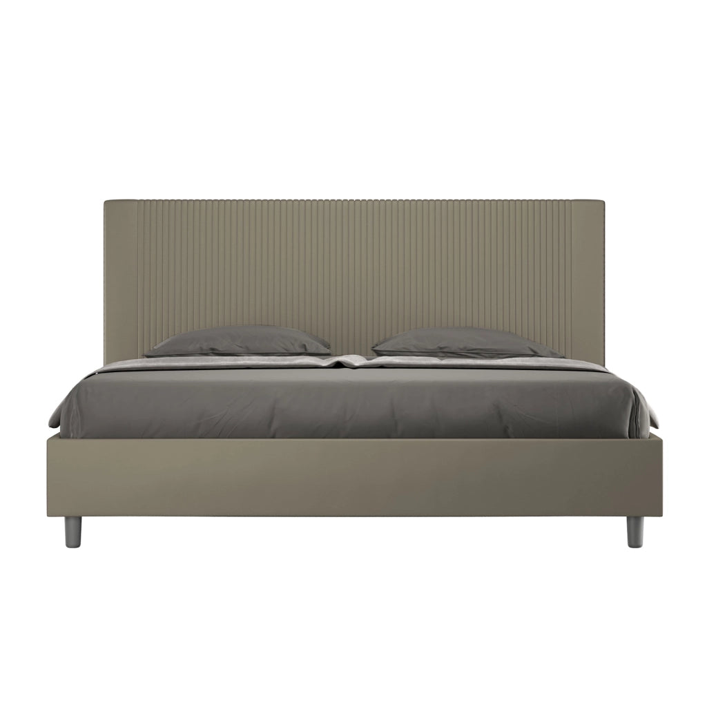 BS COM Letto matrimoniale king size contenitore imbottito 180x200 similpelle cappuccino