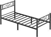 Letto - Struttura 90x200cm - Letto Singolo - Struttura in Metallo - Montaggio Facile - Nero - Camera da Giorno - Letto per Ospiti
