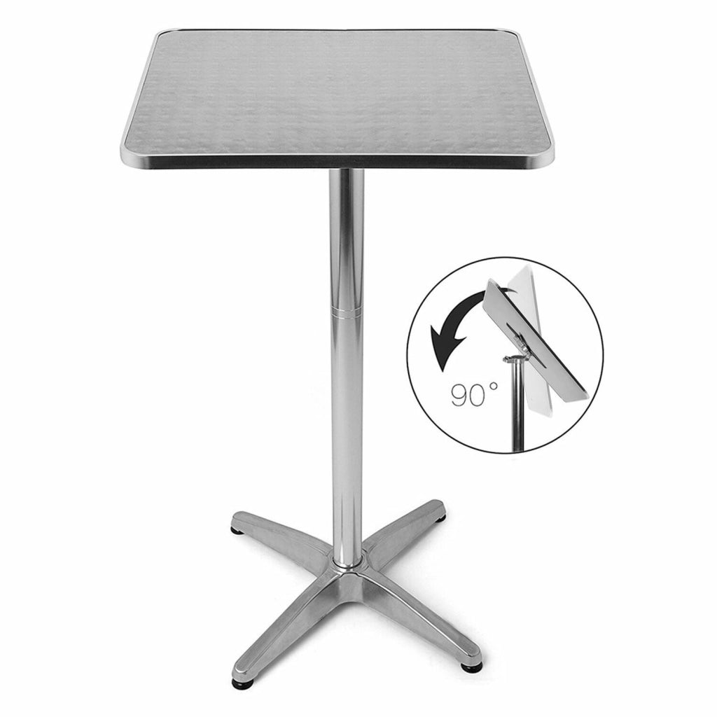 Tavolino Bar Bistrot Alto Pieghevole Alluminio Quadrato 60x60x110cm Tavolo Pub