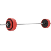 Set Bilanciere e Dischi da 30 kg totali con 6 Pesi e 2 Dadi, in Metallo, PU e Sabbia, 170x26x26 cm, Rosso