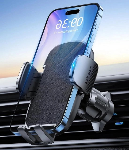 Supporto per Smartphone Stabile con Ventilazione Auto - Rilascio Unico con Premessa di Un Solo Bottone - Rotazione 360° - Compatibile con iPhone - Smartphone da 4 a 7 pollici