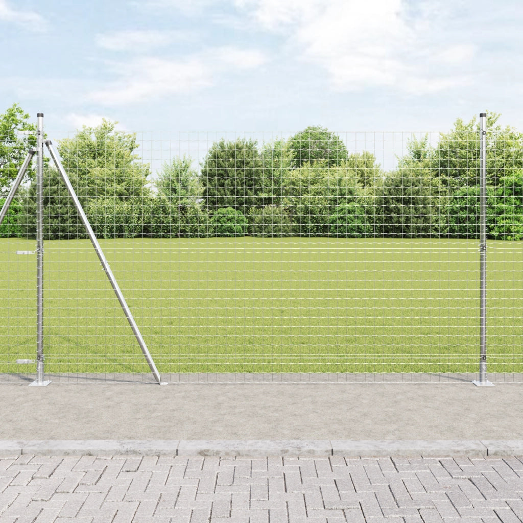 Recinzione Euro con 7 Post Flangiati 1,4x10 m Acciaio Zincato