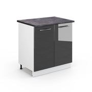 Mobile lavello cucina Fame-Line Antracite lucido/Bianco 80 cm con ripiano, PL Antracite Vicco