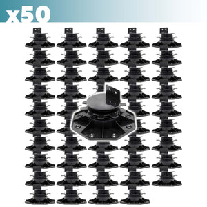 Set 50 supporti per pavimenti galleggianti, Altezza regolabile 33-64mm Max 2700 kg, Piedini Decking
