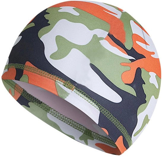 Due copri capelli raffreddanti per bicicletta, protezione casco uomo donna, copri capelli due vie, bicicletta, petto duro, cintura capelliera - Camouflage arancione