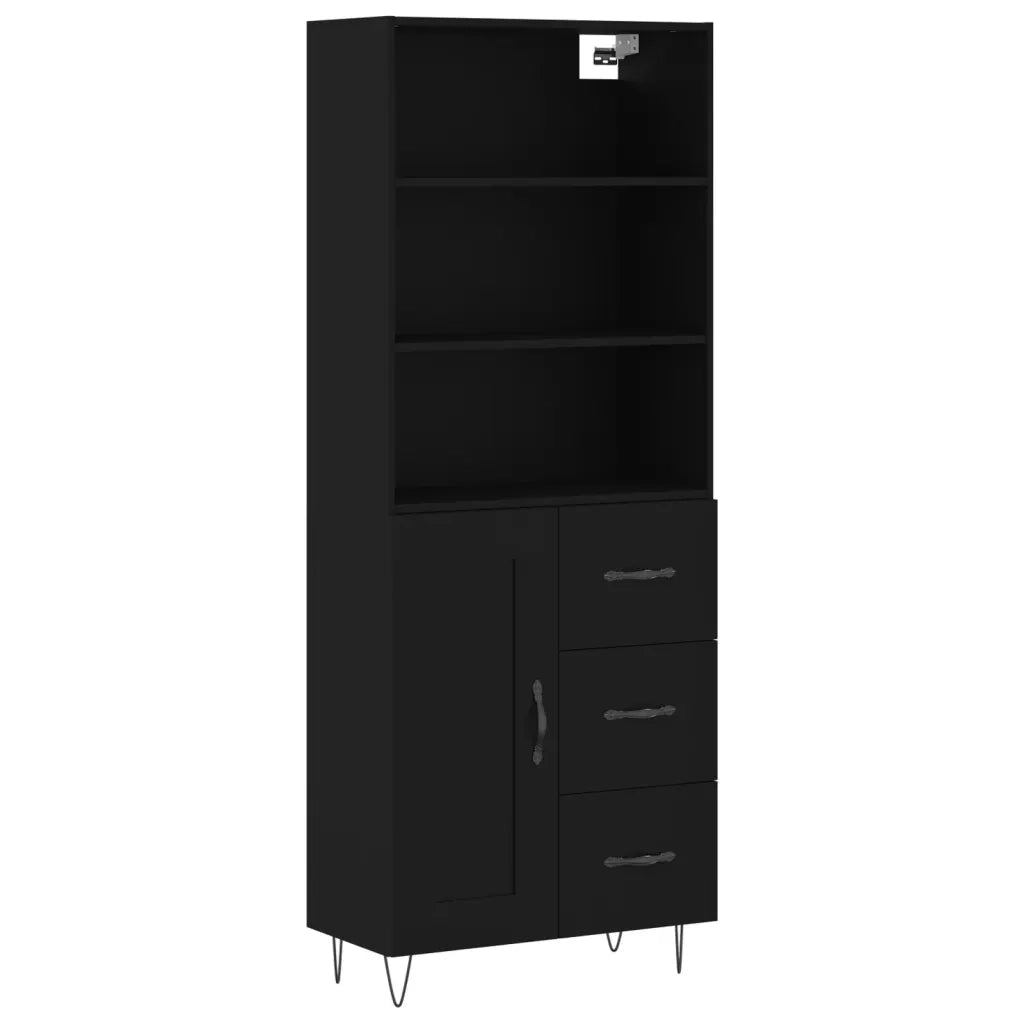 Credenza Nera 69,5x34x180 cm in Legno Multistrato 3190014