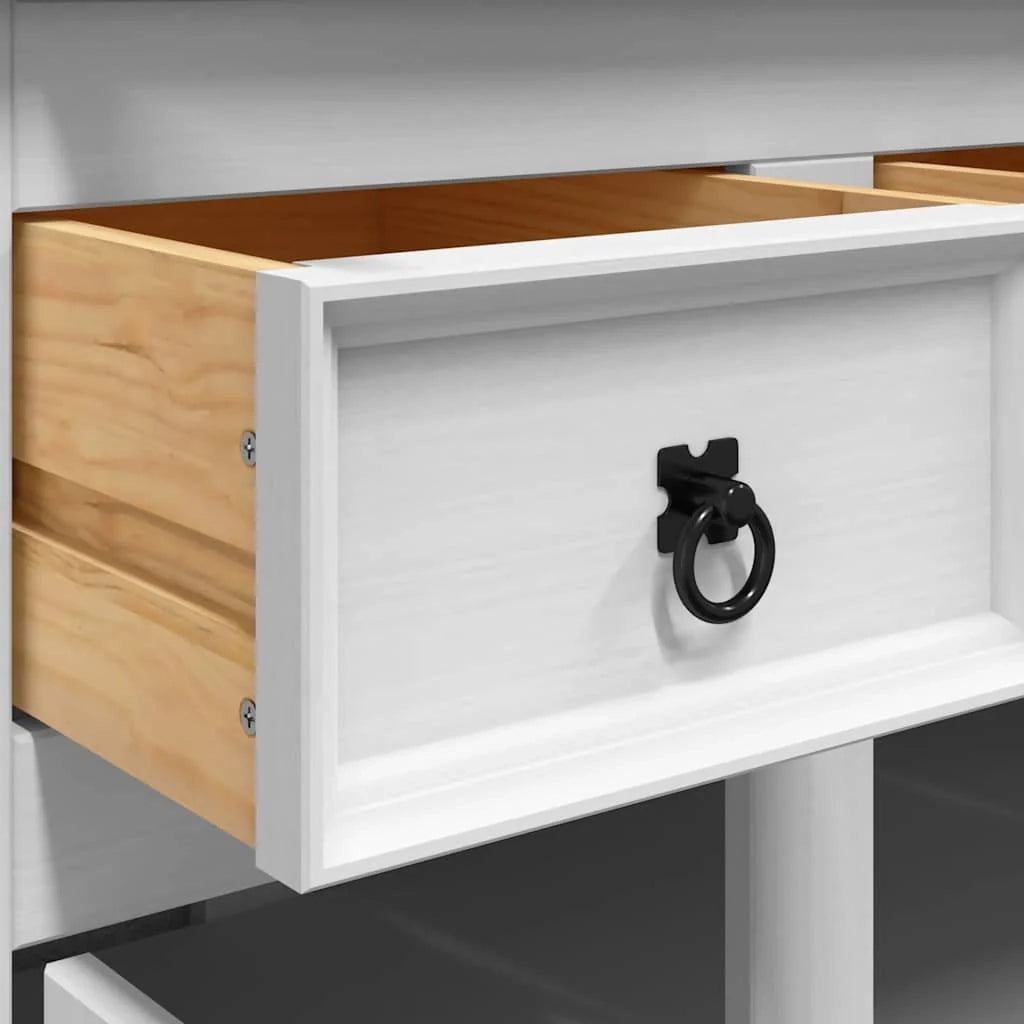 Credenza alta Corona cassettiera armadio mobile contenitore organizer per cucina soggiorno salotto 112 x 43 x 196 cm legno massello di pino finitura bianca 02_0034220