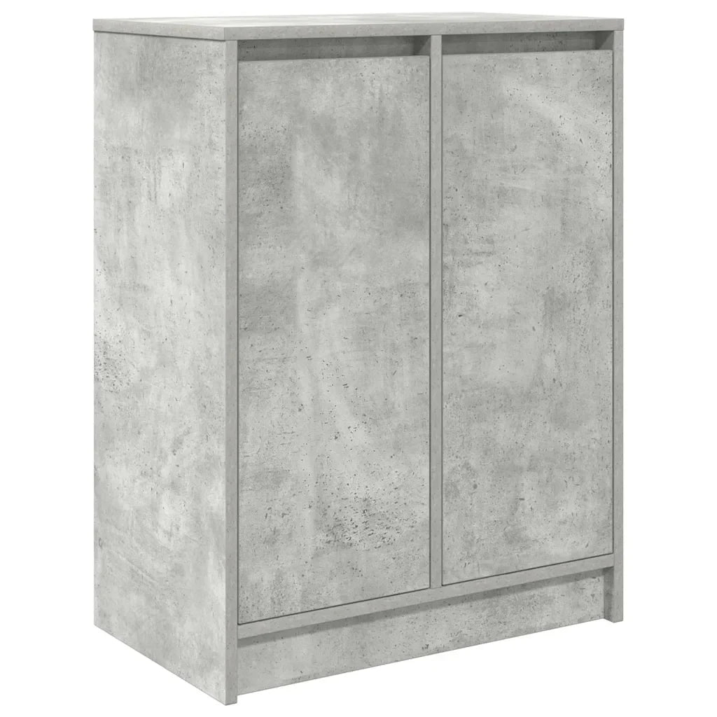 Scarpiera con 2 ante e 8 ripiani 57 x 34 x 76 cm stile moderno finitura pratica in legno ingegnerizzato grigio cemento 02_0051772