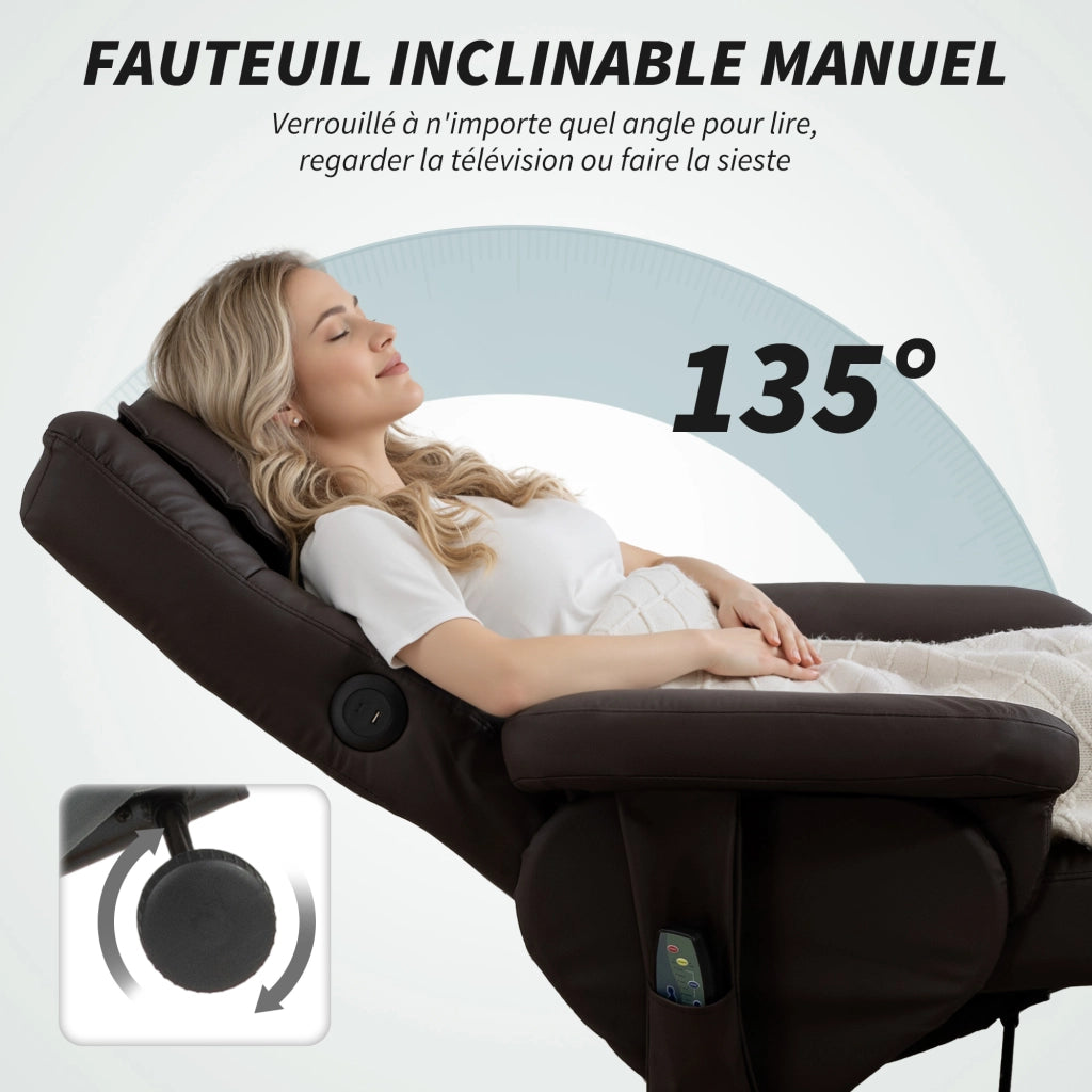 Poltrona massaggiante reclinabile con poggiapiedi, schienale e vano ¨C zephmum ¨C Grigio