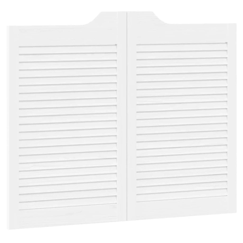 Porte Swing 2 pcs Bianco Legno Massello di Pino