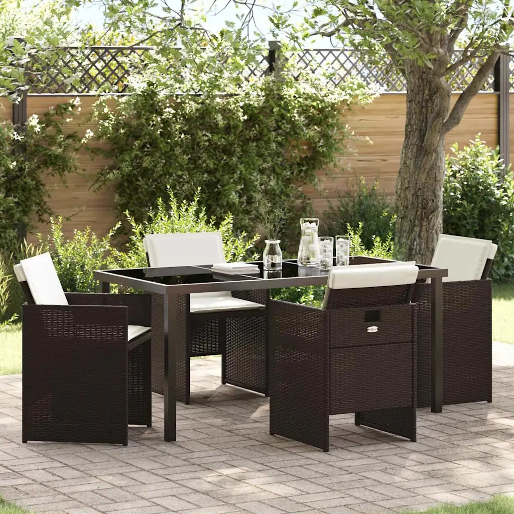 Set da Pranzo per Giardino 5 pcs Marrone polyrattan 3380603