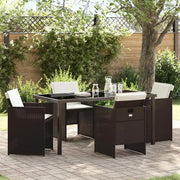 Set da Pranzo per Giardino 5 pcs Marrone polyrattan 3380603