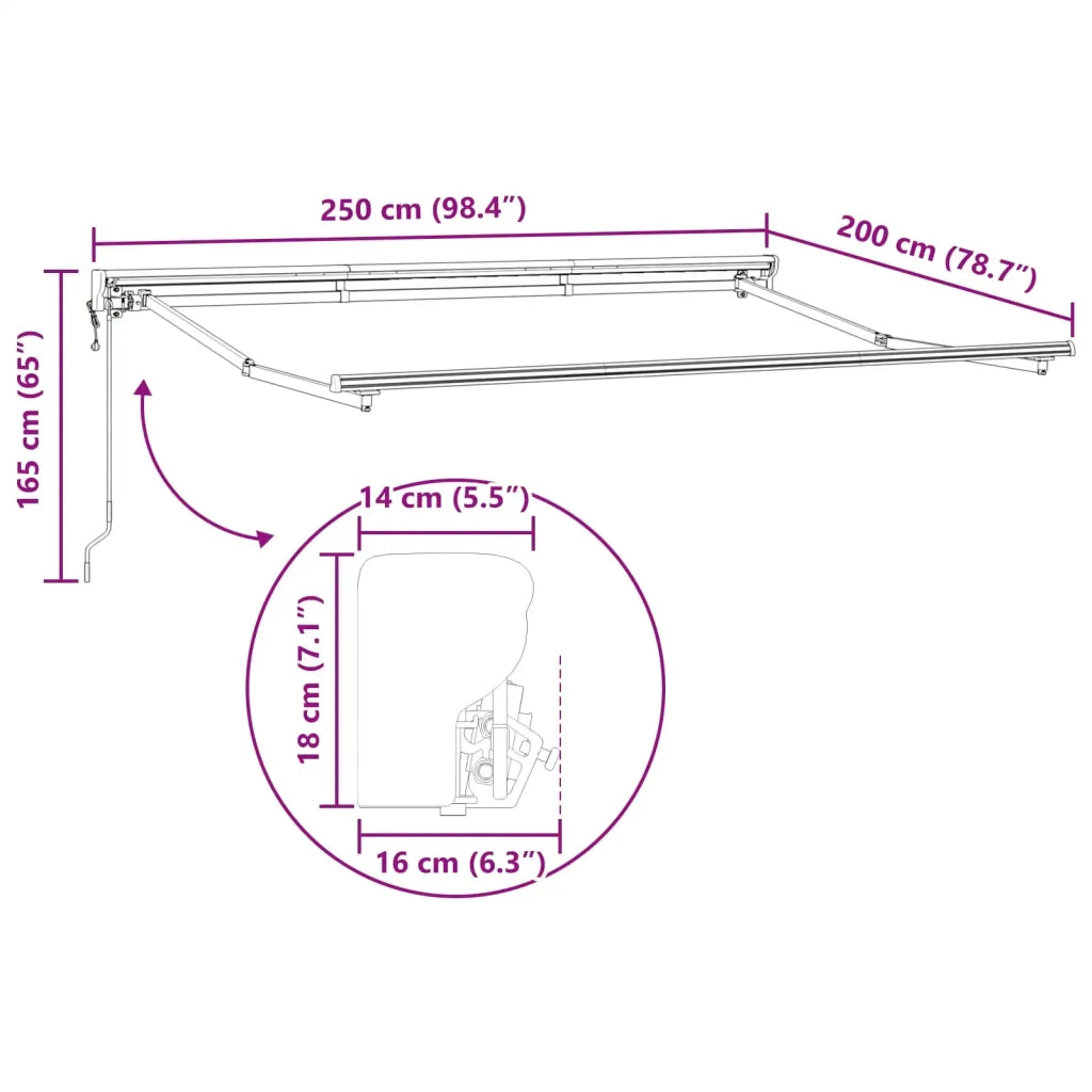 Struttura della tenda elettrica retrattile Antracite 2,5 x 2 m