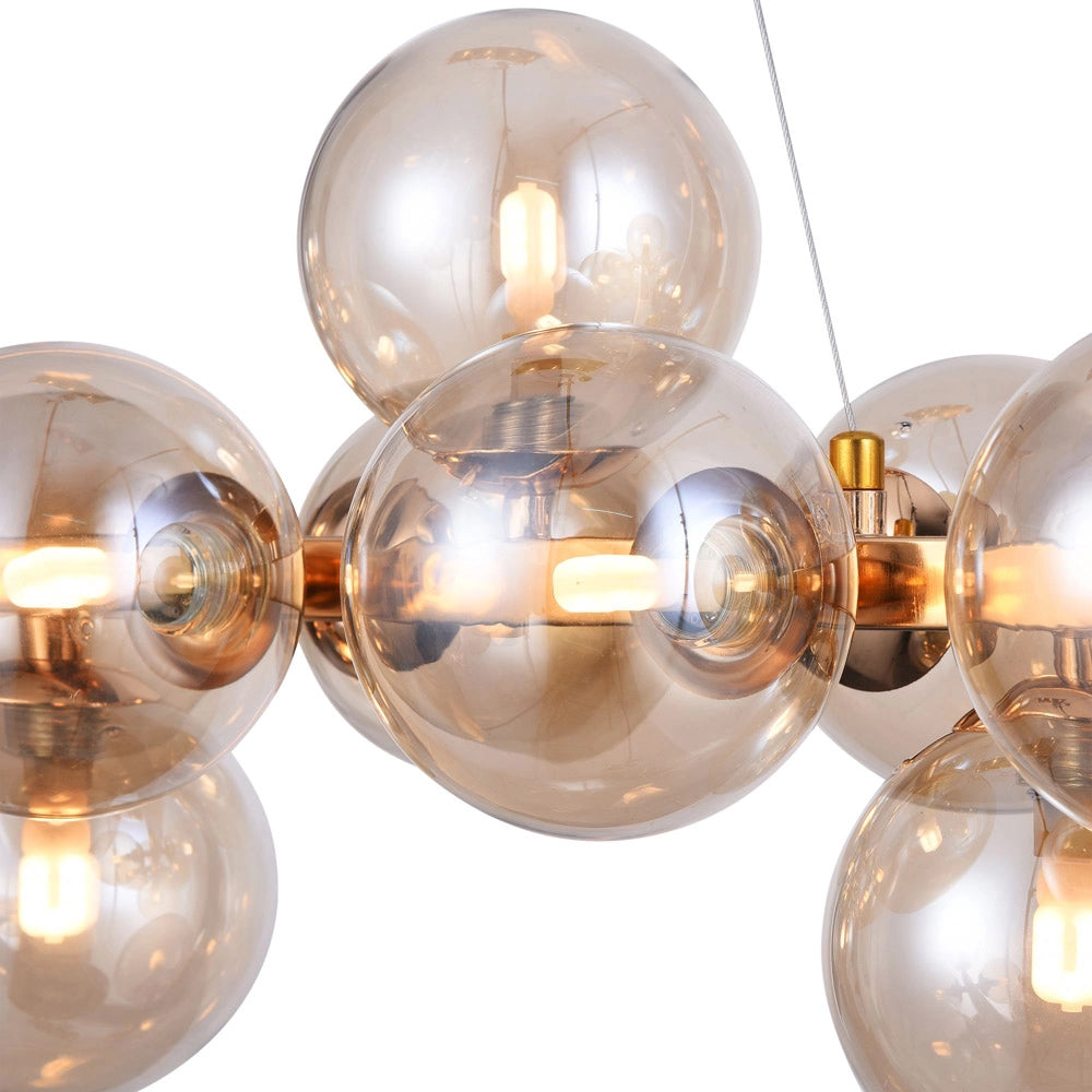 Maytoni Lampadario contemporaneo Dallas 25 luci G9 oro metallo diffusori vetro ambra