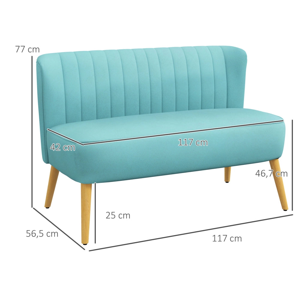 Divano 2 posti stile retr¨° ¨C Xylo ¨C gambe in legno, 117x56.5x77 cm, verde